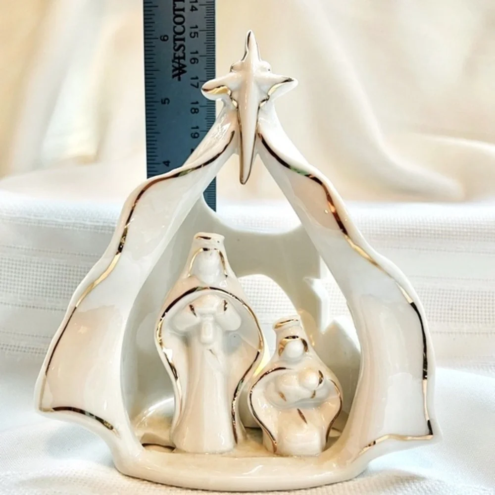 Nativity Tea Candle‎ Votive Holder EUC